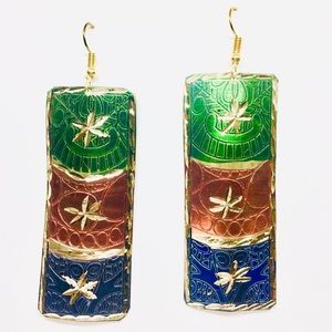 Handmade Brass Dangle rectangular hook earrings